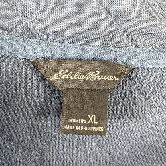 Eddie Bauer Womens Quilted Cotton Blend Full Zip Jacket XL Blue Outdoor Grandma - Picture 4 of 12